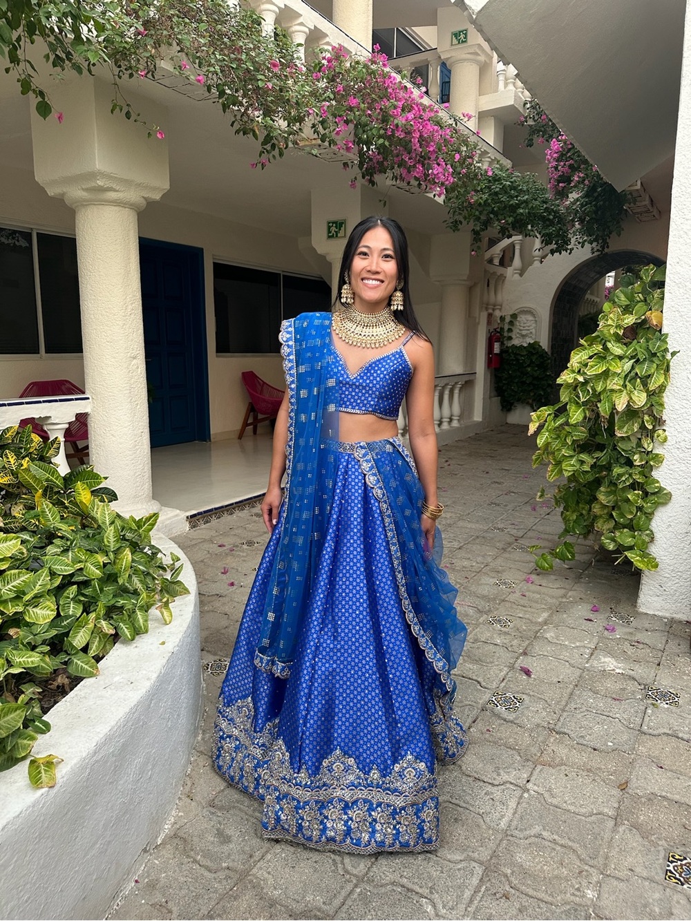 Royal Blue Embroidered Lehenga Set with Dupatta